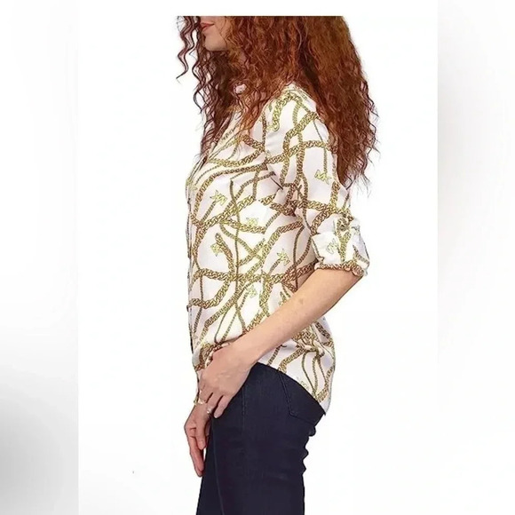 *Final Price* Michael Kors White Textured Shirttail Printed Small NWT Designer - Picture 4 of 5